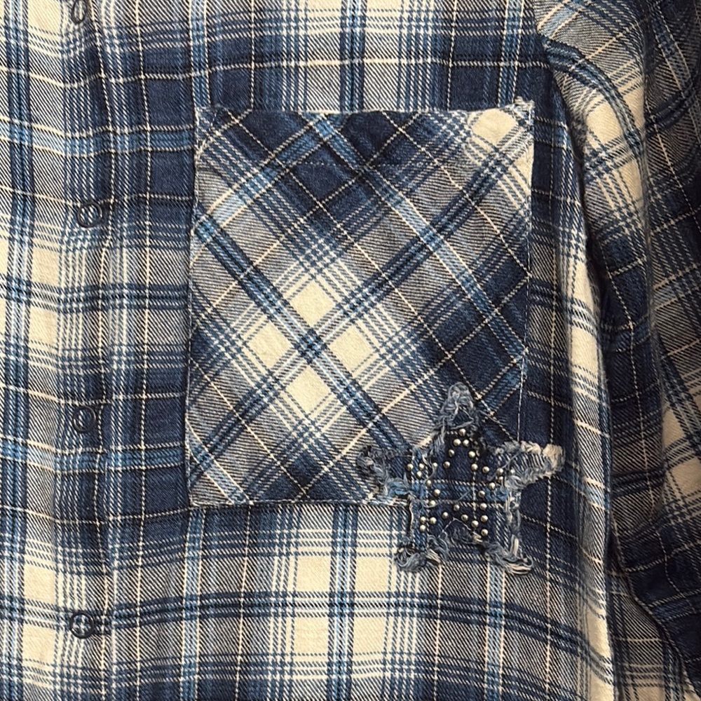 Zara Blue and White Plaid Long Sleeve Dress - Picture 2 of 5